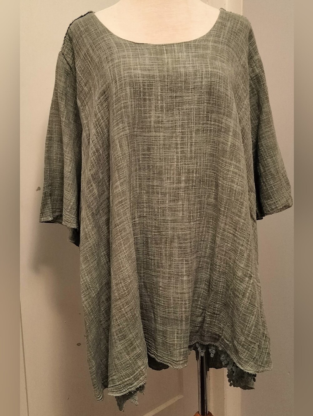100% Cotton Textured Sage Green Tunic Top